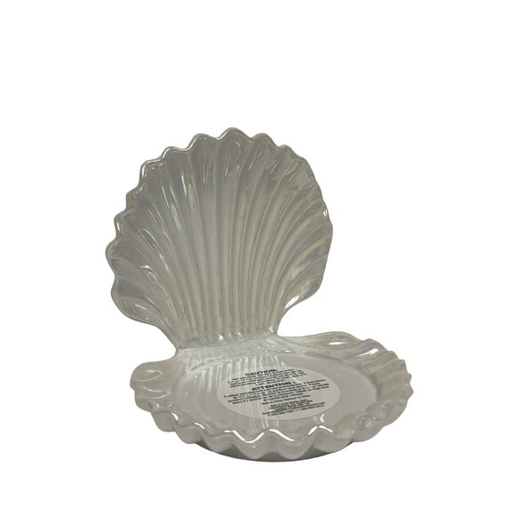 Bath & Body Works Pearl Clam Shell Ceramic Candle Holder White Mermaid - Picture 1 of 9